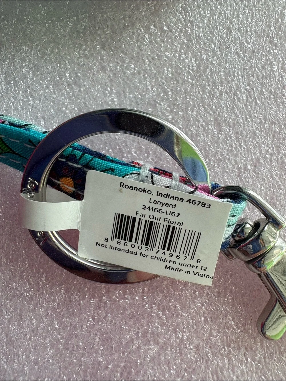 Vera Bradley Far Out Floral Print Cotton Lanyard Strap - Multicolor. Key Ring.